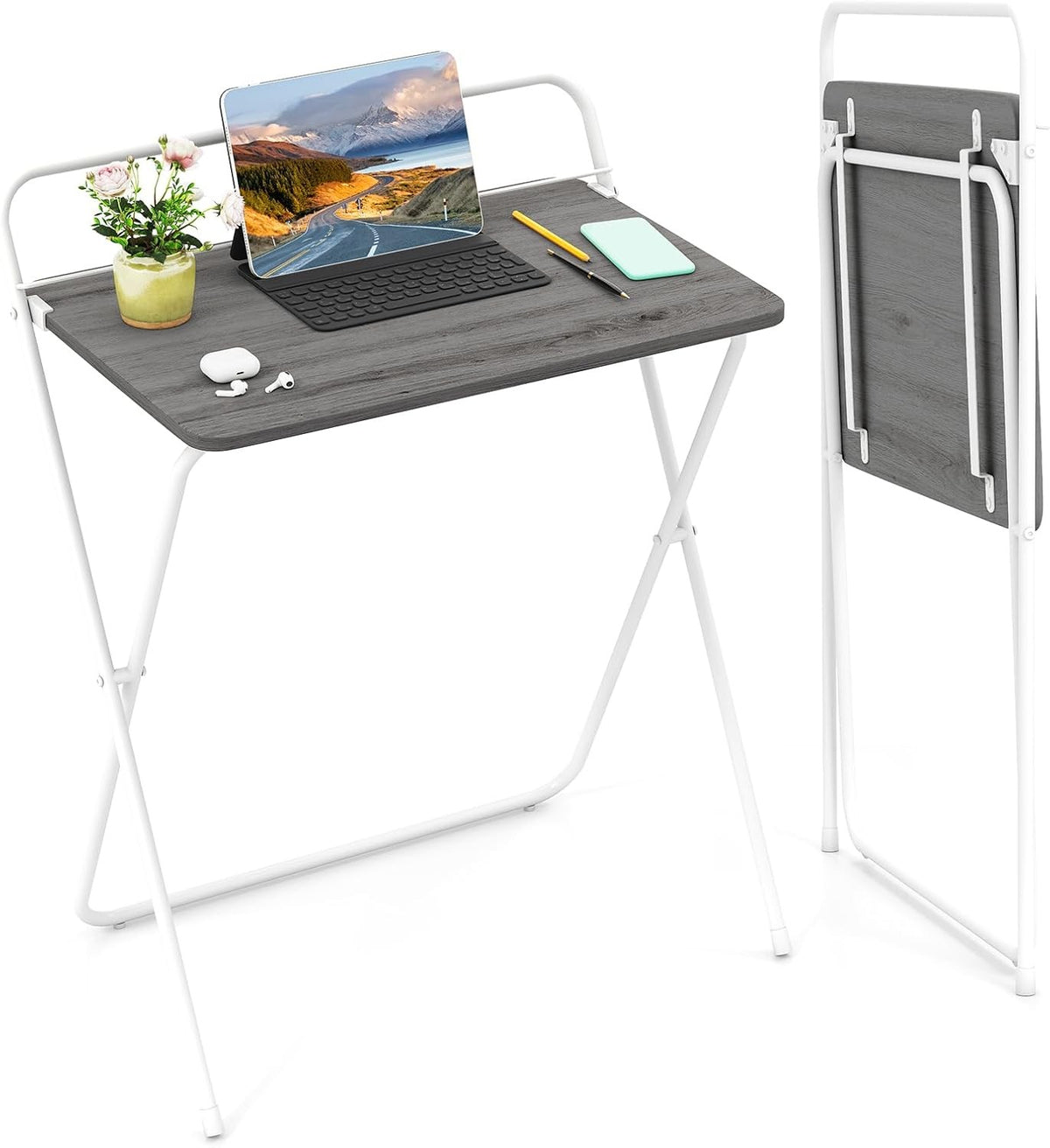 Folding Computer Desk Space Saving Laptop Table No Assembly Home - Kwikley
