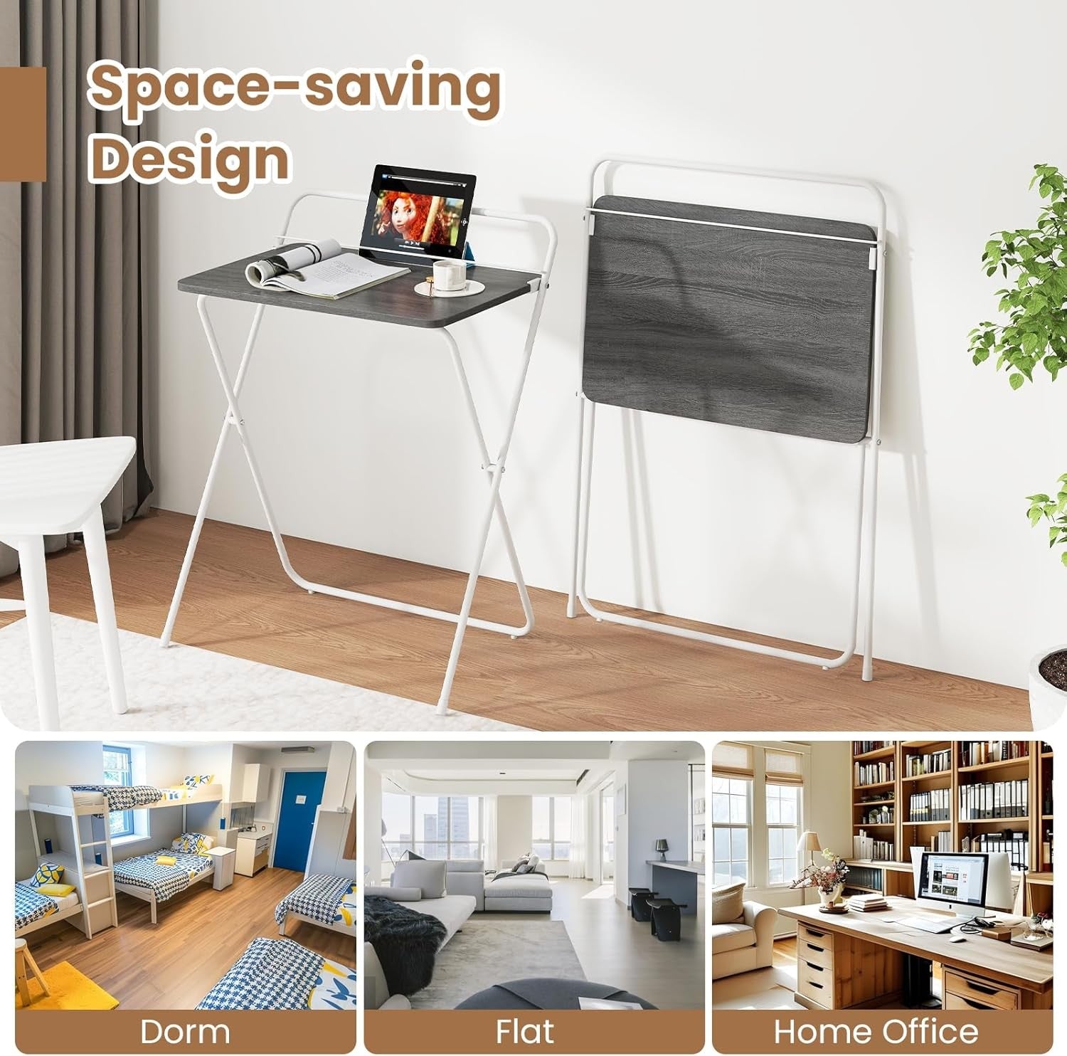 Folding Computer Desk Space Saving Laptop Table No Assembly Home - Kwikley