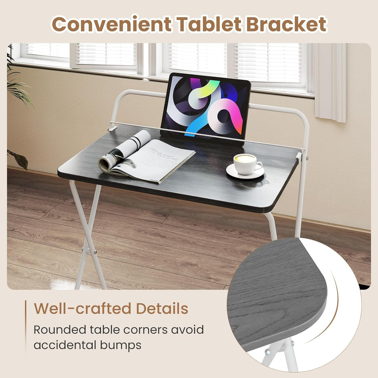 Folding Computer Desk Space Saving Laptop Table No Assembly Home - Kwikley