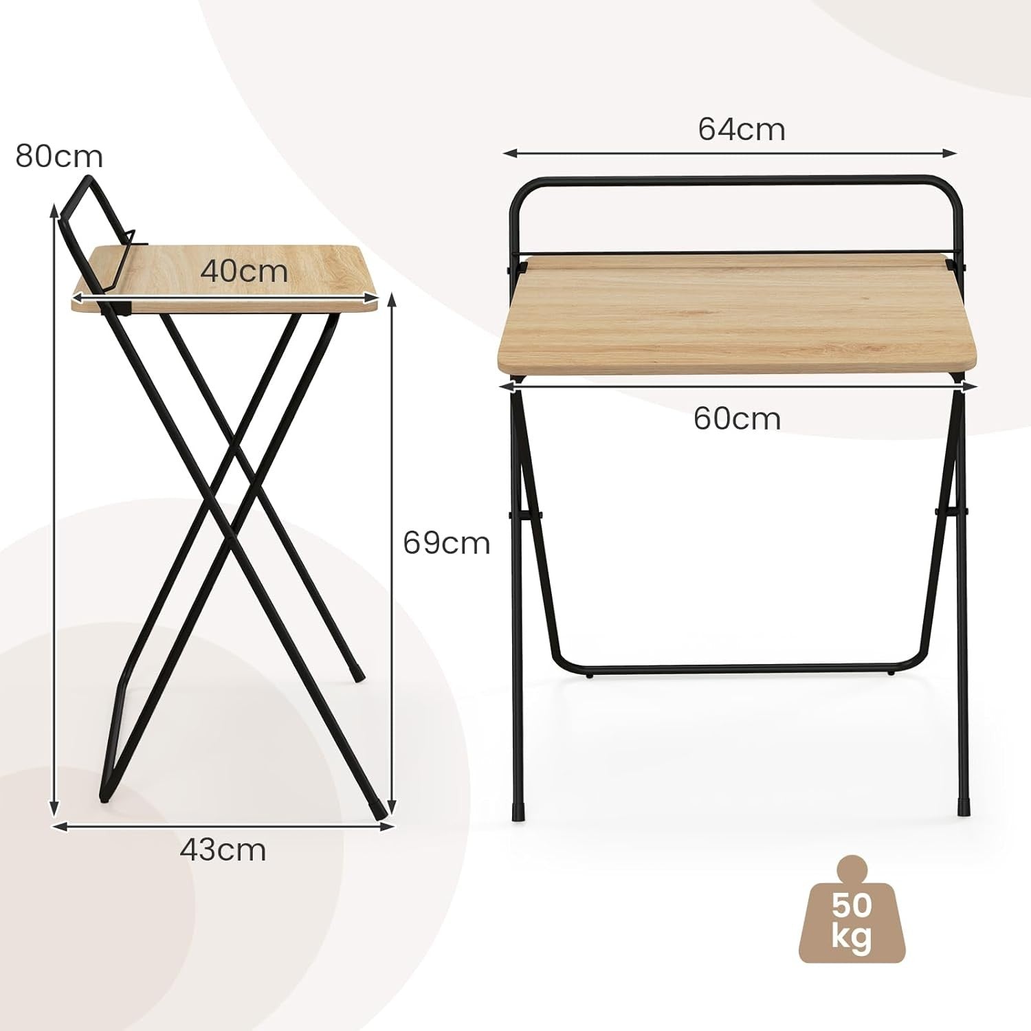 Folding Computer Desk Space Saving Laptop Table No Assembly Home Office - Kwikley