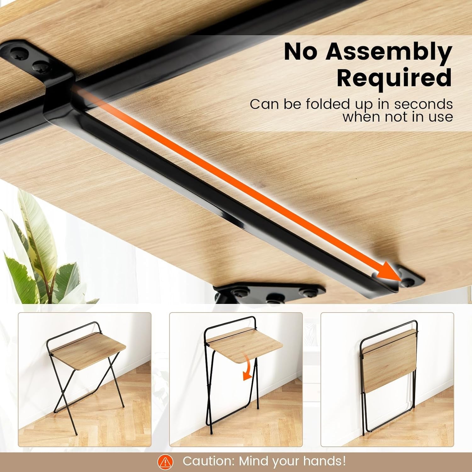 Folding Computer Desk Space Saving Laptop Table No Assembly Home Office - Kwikley