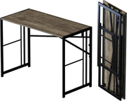 Folding Desk 103cm Black Oak No Assembly Home Office Gaming Table - Kwikley