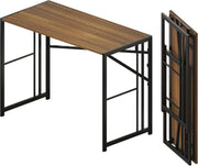 Folding Desk 103cm Espresso No Assembly Compact Home Office Table - Kwikley
