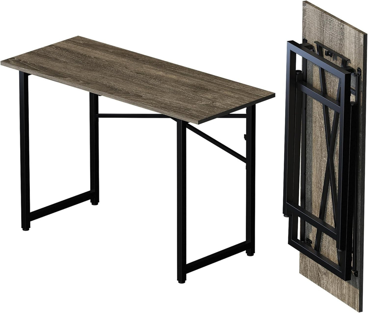 Folding Desk 120cm Black Oak No Assembly Compact Home Office Table - Kwikley