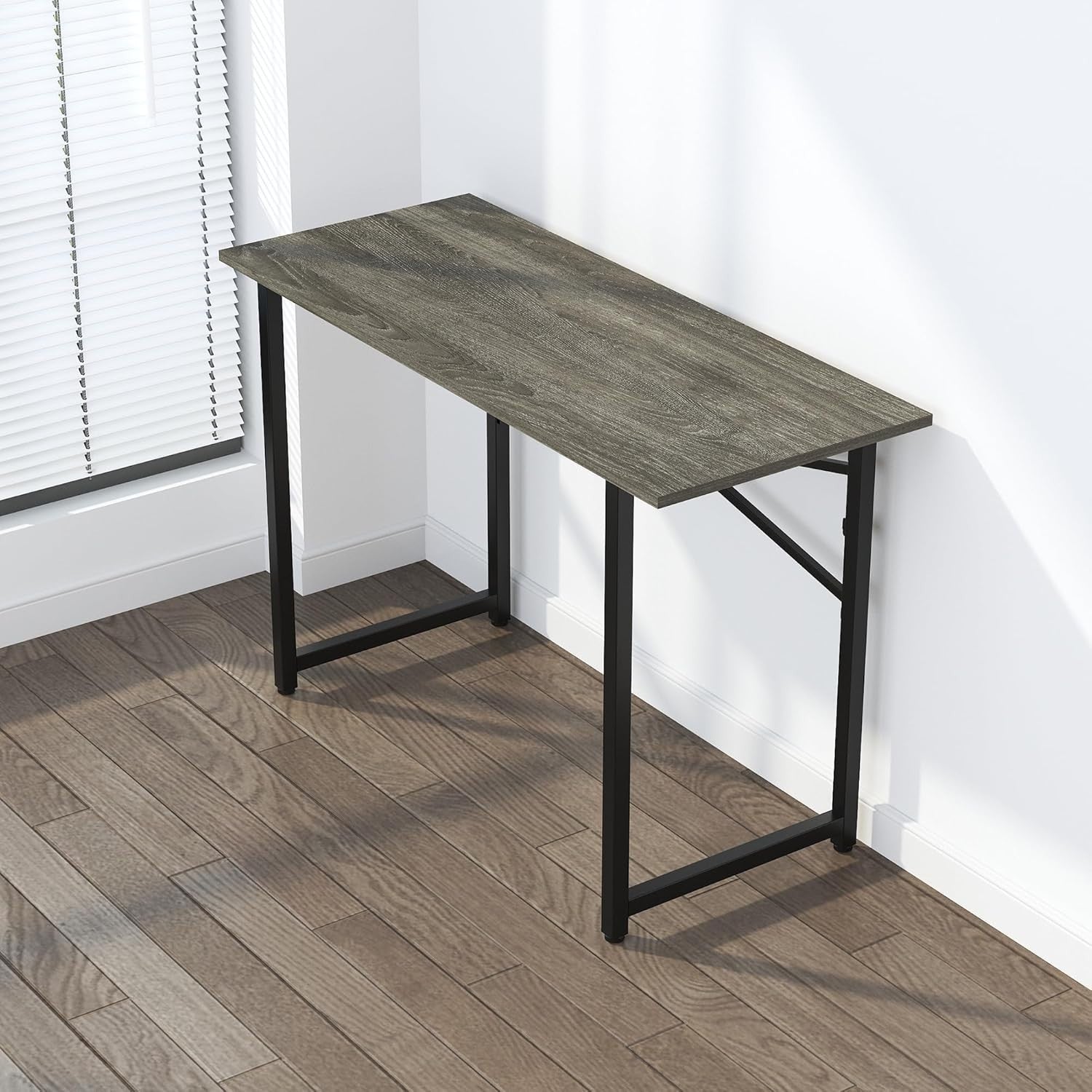 Folding Desk 120cm Black Oak No Assembly Compact Home Office Table - Kwikley
