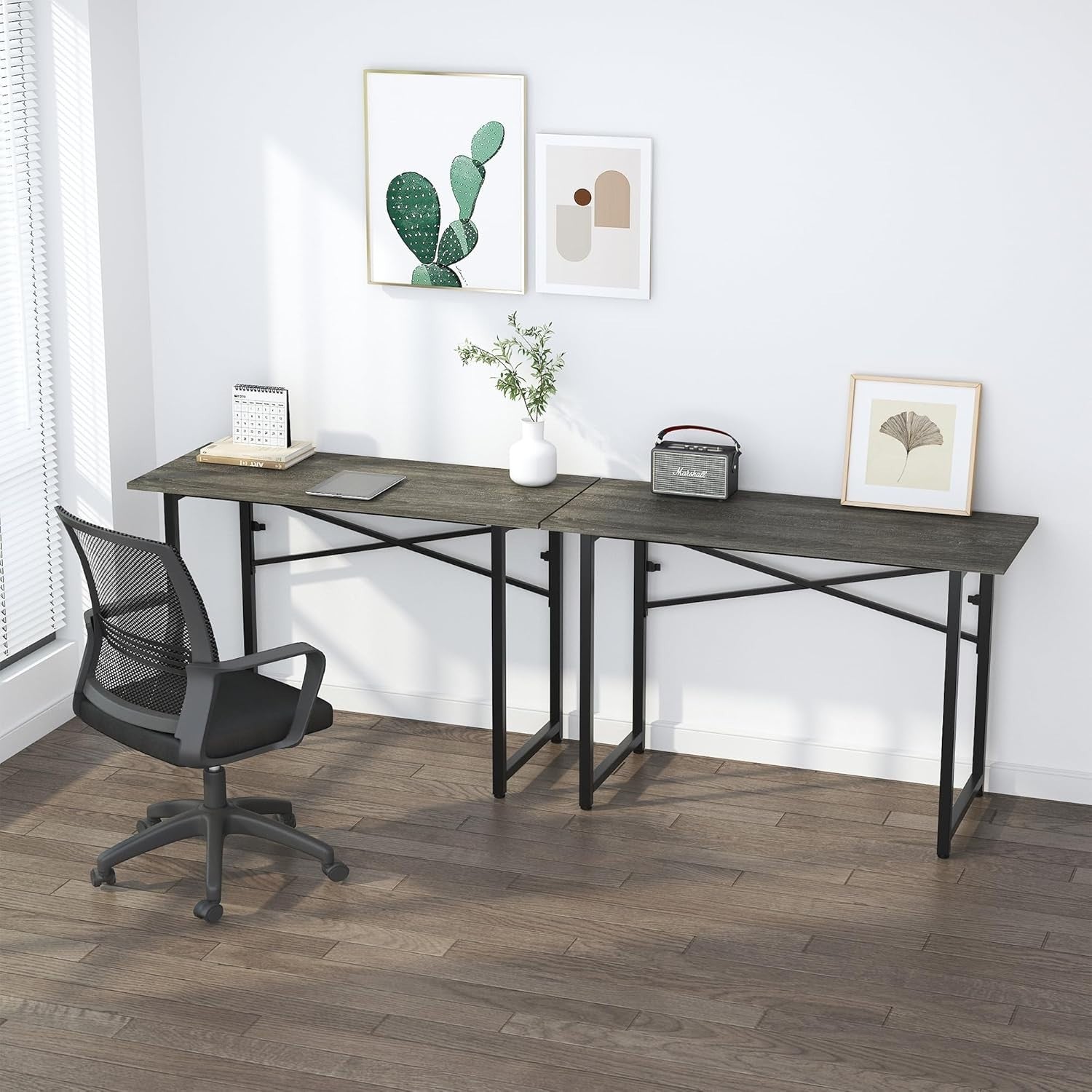 Folding Desk 120cm Black Oak No Assembly Compact Home Office Table - Kwikley
