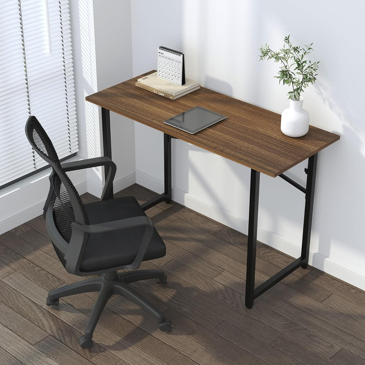 Folding Desk 120cm Espresso No Assembly Home Office Computer Table - Kwikley
