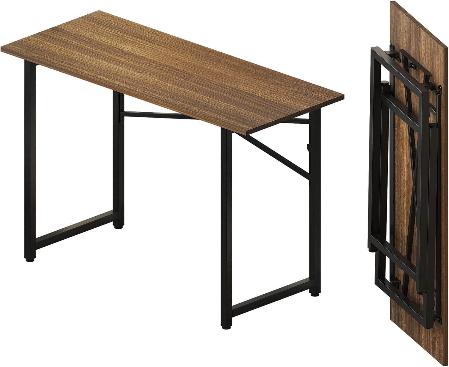 Folding Desk 120cm Espresso No Assembly Home Office Computer Table - Kwikley