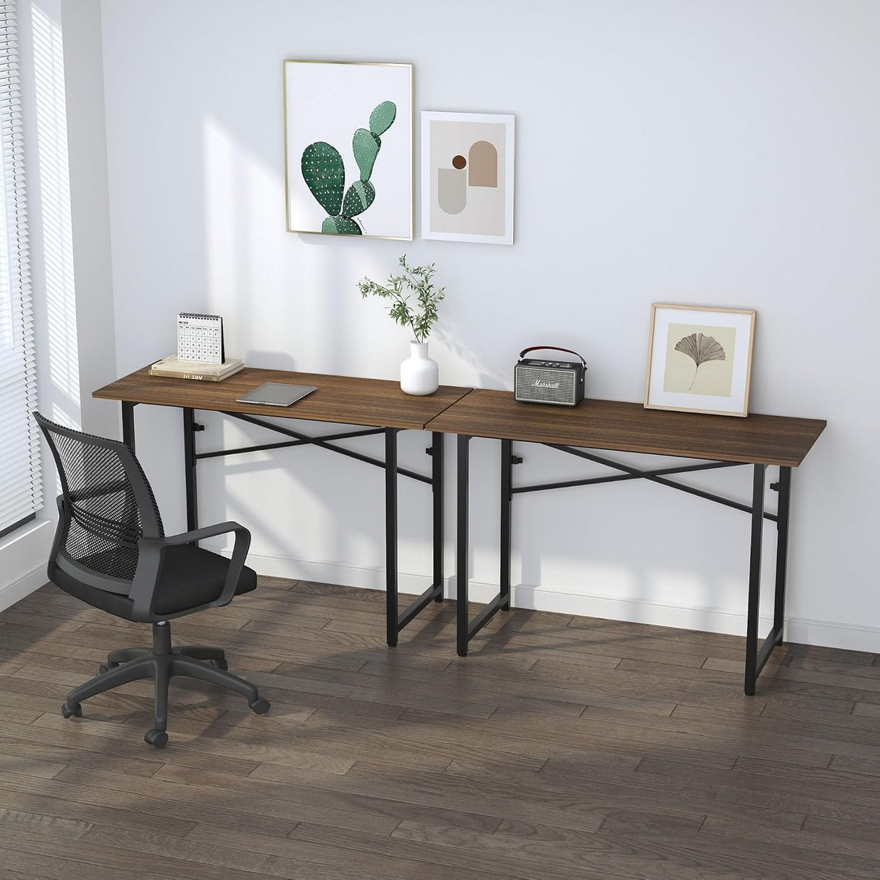 Folding Desk 120cm Espresso No Assembly Home Office Computer Table - Kwikley