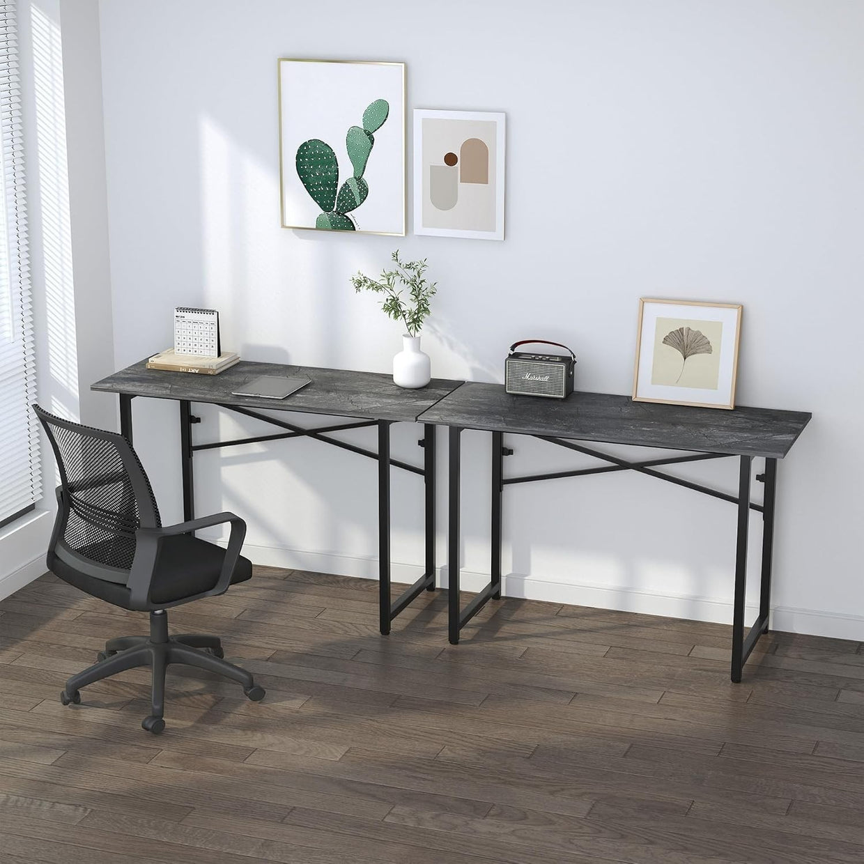 Folding Desk 120cm Grey No Assembly Home Office Computer Table - Kwikley
