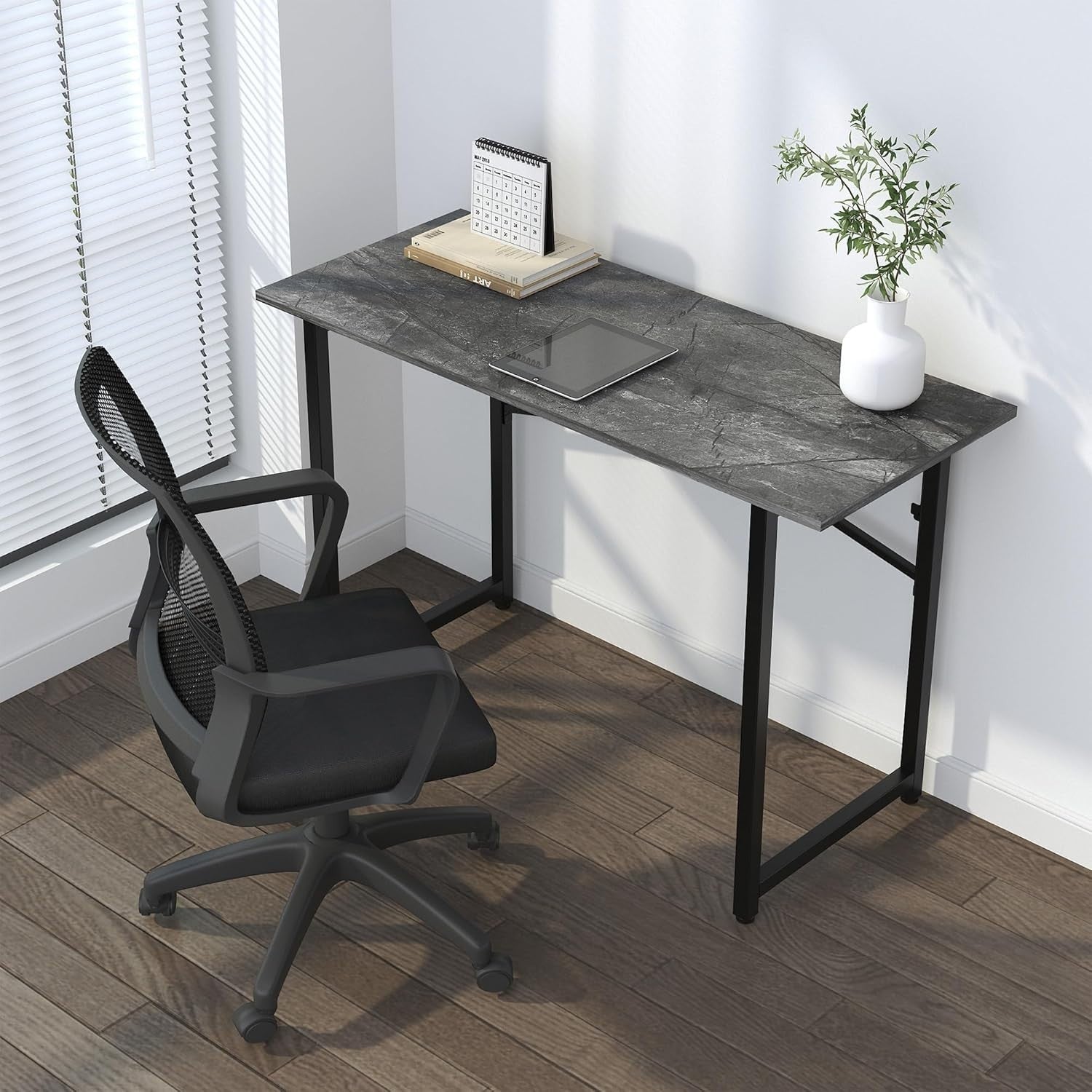 Folding Desk 120cm Grey No Assembly Home Office Computer Table - Kwikley