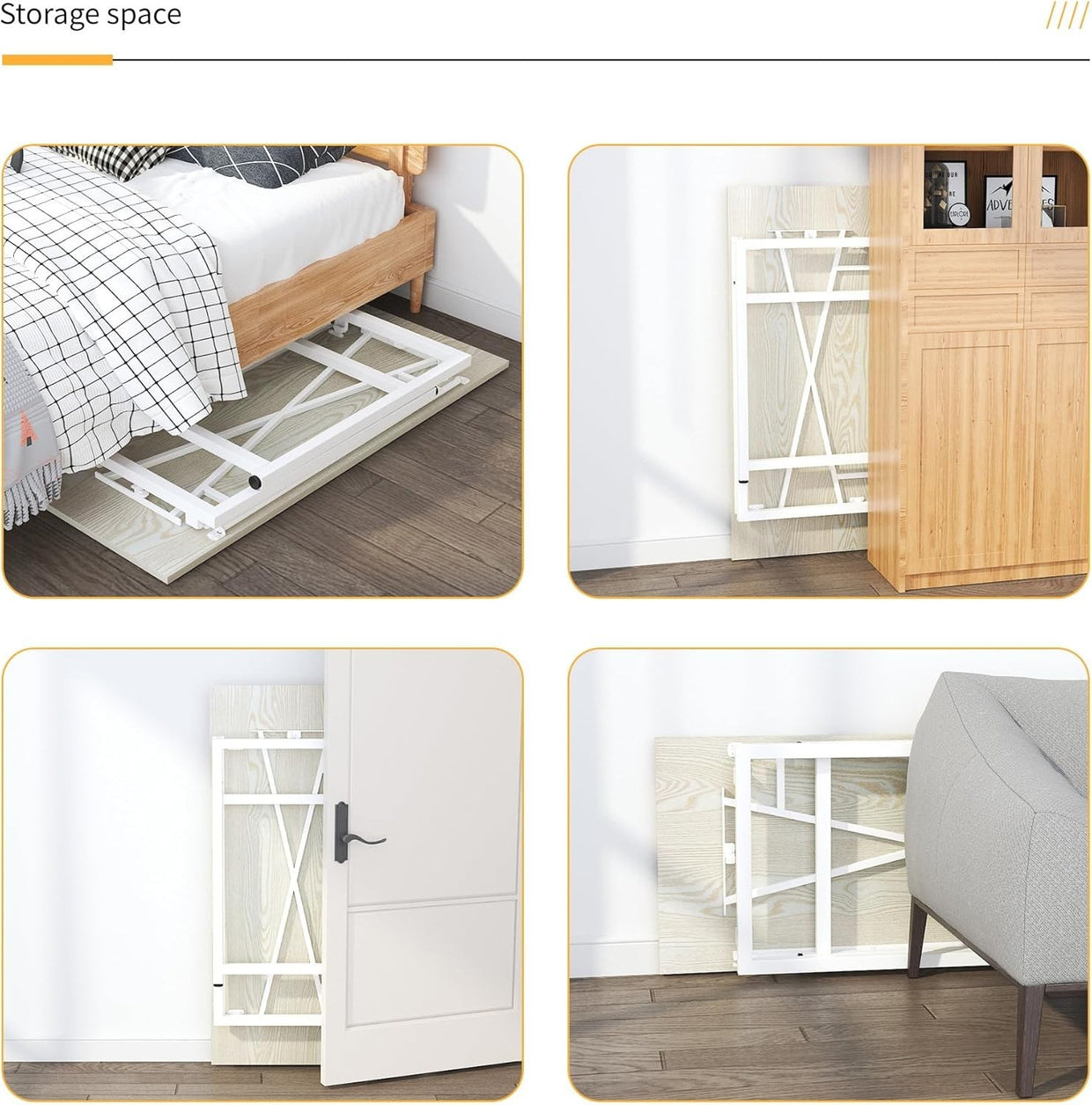 Folding Desk 120cm Natural & White No Assembly Home Office Computer Table - Kwikley