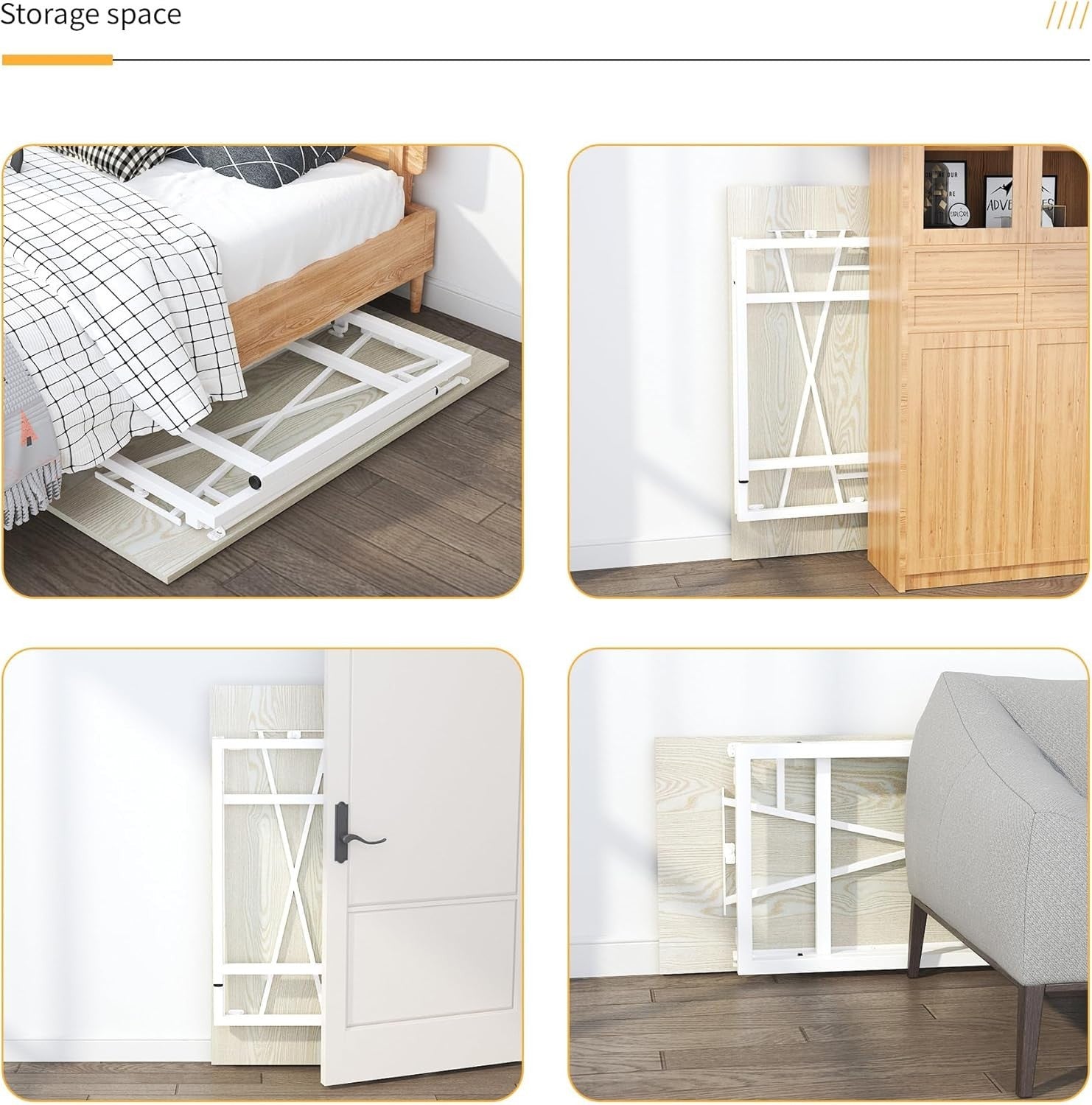 Folding Desk 120cm Natural & White No Assembly Home Office Computer Table - Kwikley