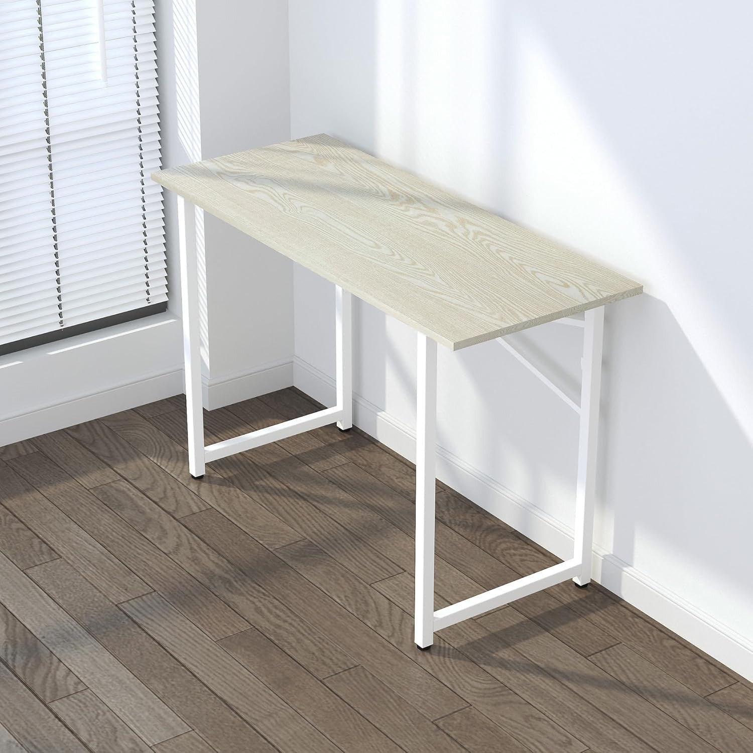 Folding Desk 120cm Natural & White No Assembly Home Office Computer Table - Kwikley