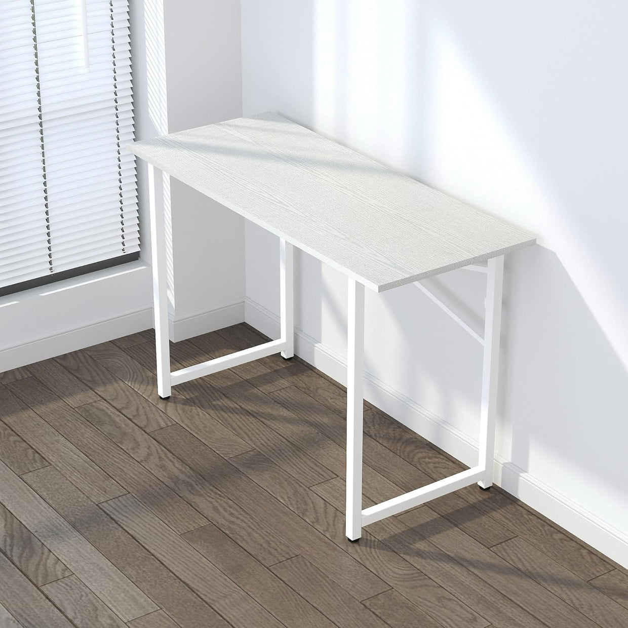 Folding Desk 120cm White No Assembly Home Office Computer Table Portable - Kwikley