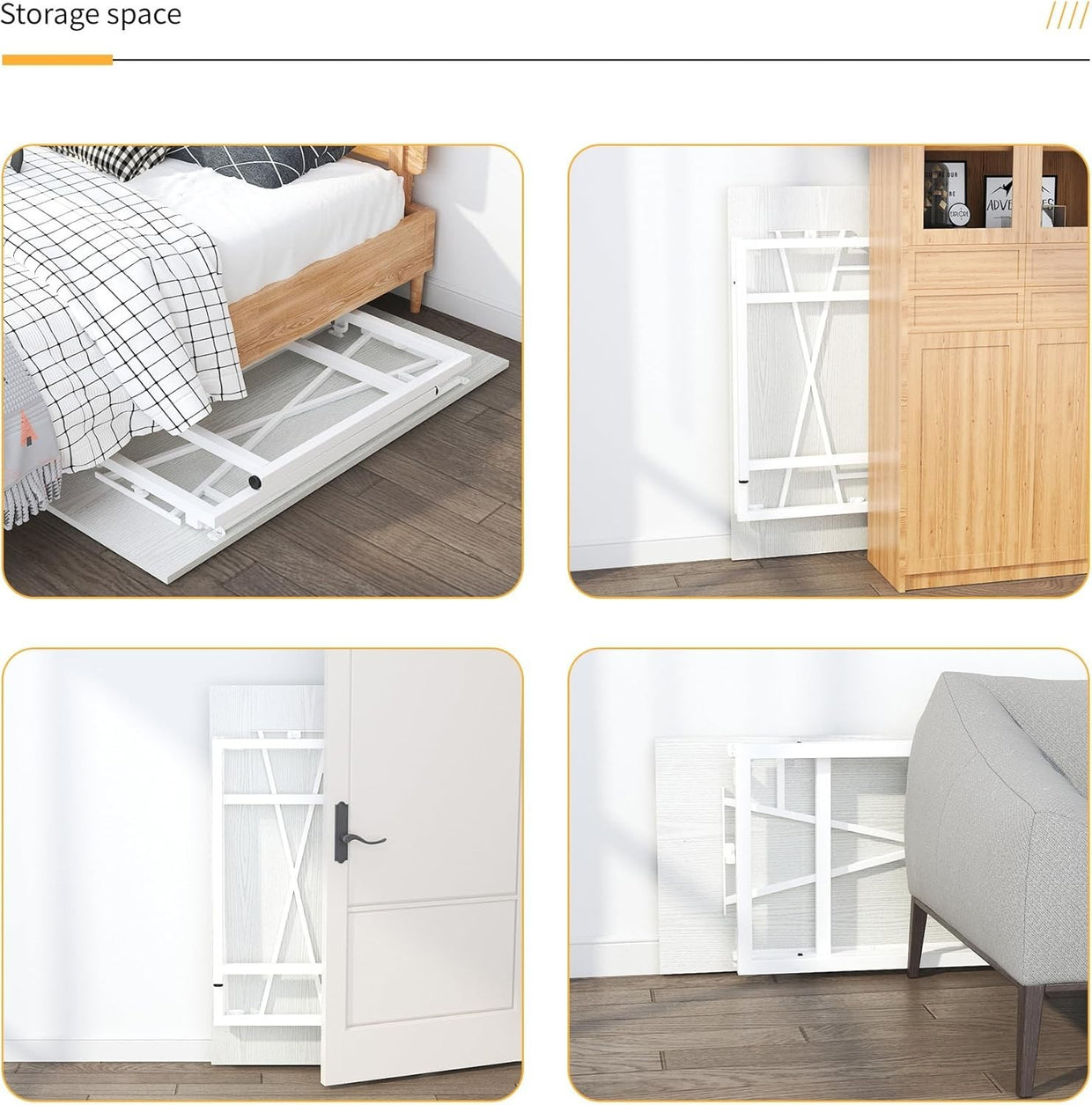 Folding Desk 120cm White No Assembly Home Office Computer Table Portable - Kwikley