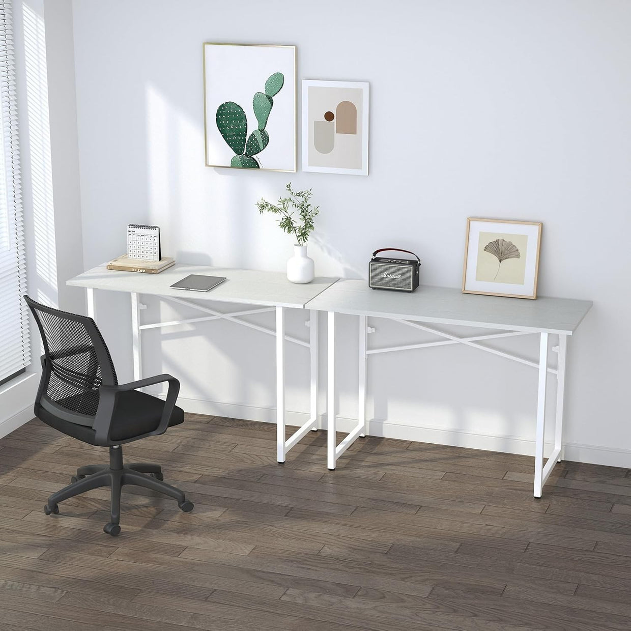 Folding Desk 120cm White No Assembly Home Office Computer Table Portable - Kwikley