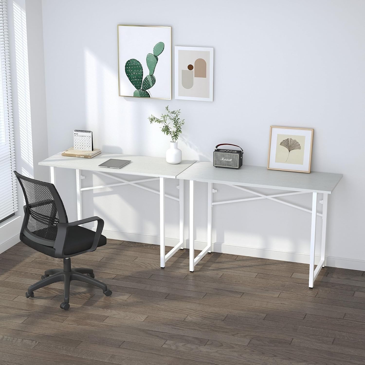 Folding Desk 120cm White No Assembly Home Office Computer Table Portable - Kwikley