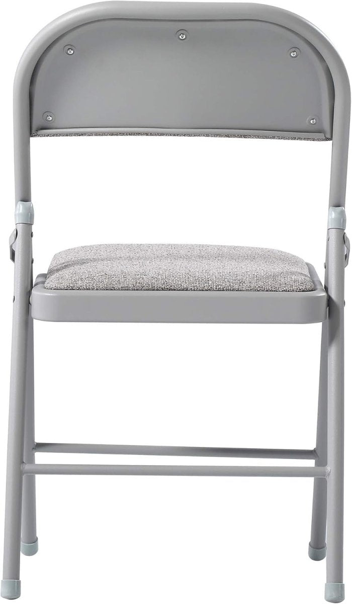 Folding Dining Chairs Set 6 Padded Fabric Grey Metal Frame - Kwikley