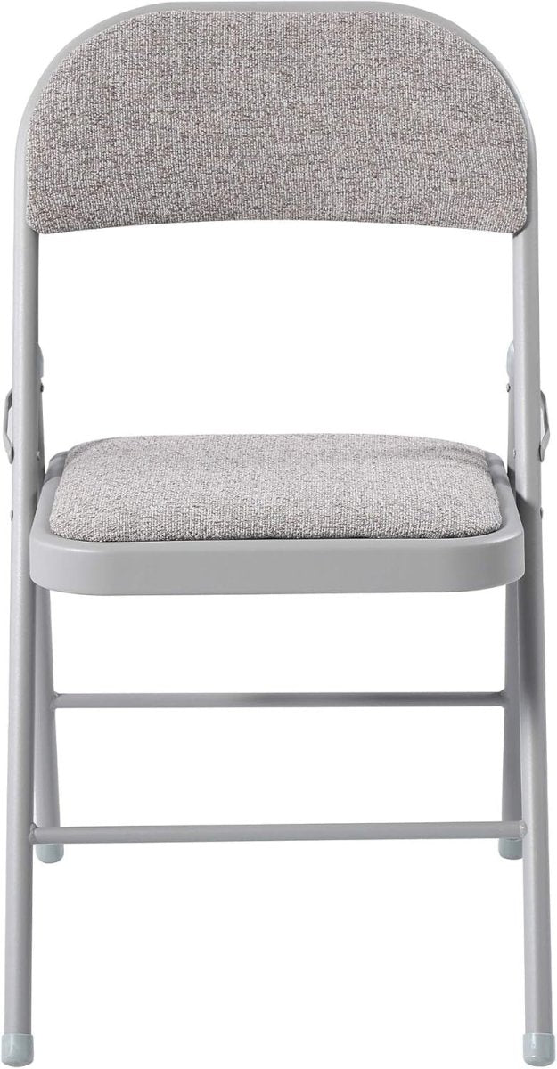 Folding Dining Chairs Set 6 Padded Fabric Grey Metal Frame - Kwikley