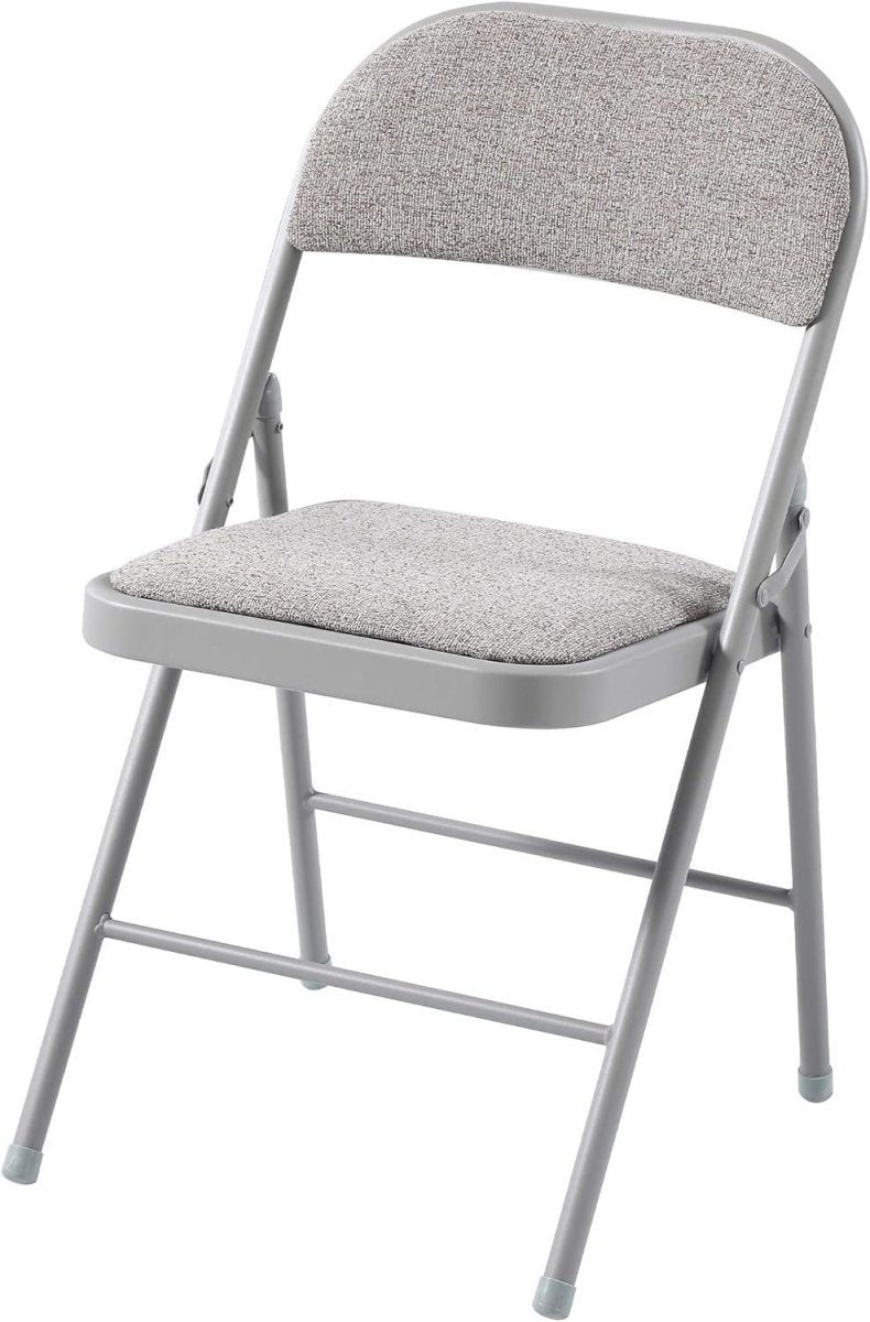 Folding Dining Chairs Set 6 Padded Fabric Grey Metal Frame - Kwikley