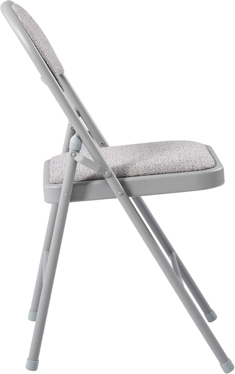 Folding Dining Chairs Set 6 Padded Fabric Grey Metal Frame - Kwikley