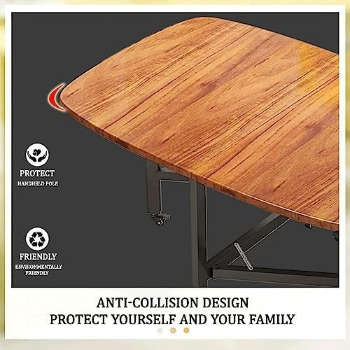 Folding Dining Table 120×70 Drop Leaf Extendable Table with Wheels Small Spaces - Kwikley