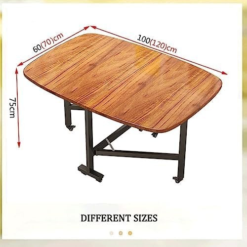 Folding Dining Table 120×70 Drop Leaf Extendable Table with Wheels Small Spaces - Kwikley