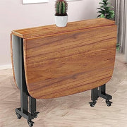 Folding Dining Table 120×70 Drop Leaf Extendable Table with Wheels Small Spaces - Kwikley