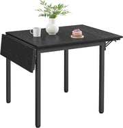 Folding Dining Table Black Drop Leaf Extendable 2–4 Seat Space Saving MDF - Kwikley
