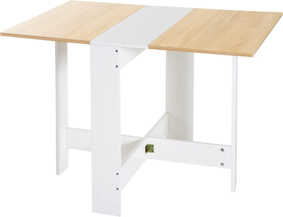 Folding Dining Table Desk Drop Leaf Oak White Compact Space Saver Home - Kwikley
