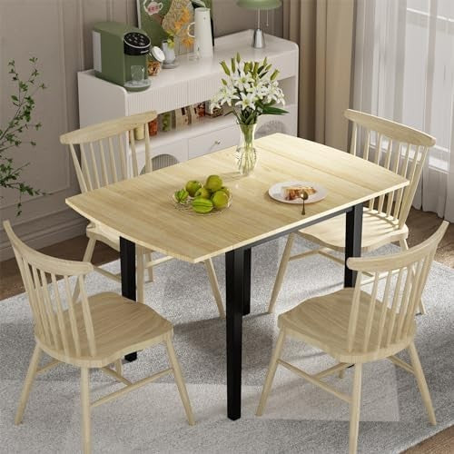 Folding Drop Leaf Dining Table Space Saving Wooden Desk Workstation - Kwikley