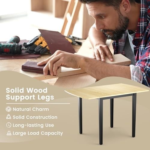 Folding Drop Leaf Dining Table Space Saving Wooden Desk Workstation - Kwikley