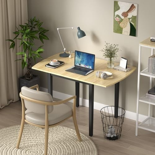 Folding Drop Leaf Dining Table Space Saving Wooden Desk Workstation - Kwikley
