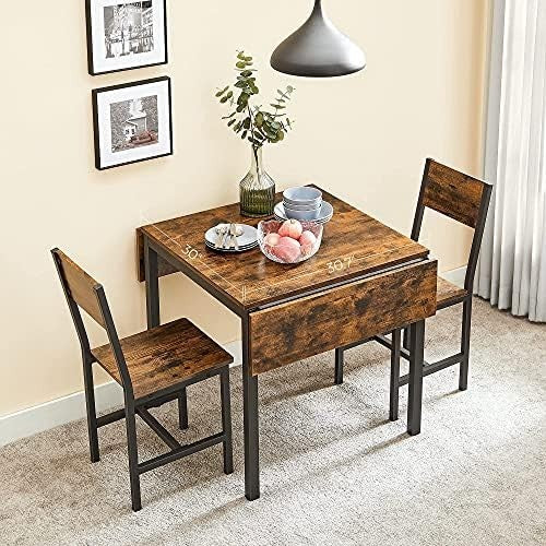 Folding Drop Leaf Extendable Dining Table Seats 2 - 4 Industrial Rustic - Kwikley