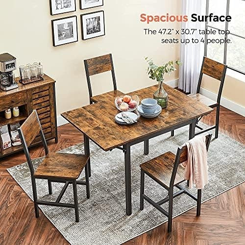 Folding Drop Leaf Extendable Dining Table Seats 2 - 4 Industrial Rustic - Kwikley