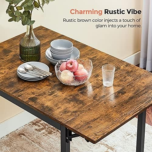 Folding Drop Leaf Extendable Dining Table Seats 2 - 4 Industrial Rustic - Kwikley