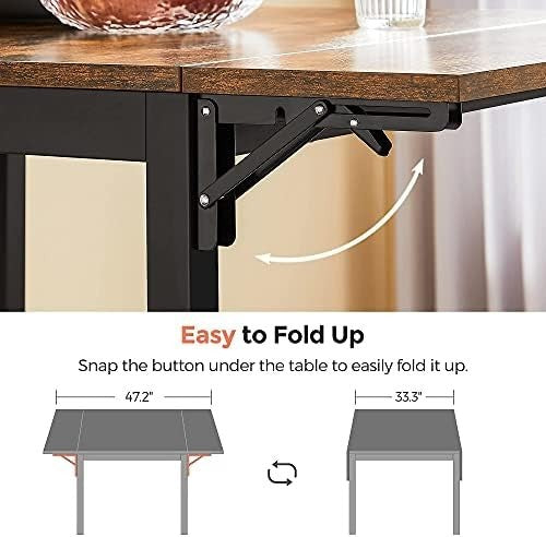 Folding Drop Leaf Extendable Dining Table Seats 2 - 4 Industrial Rustic - Kwikley