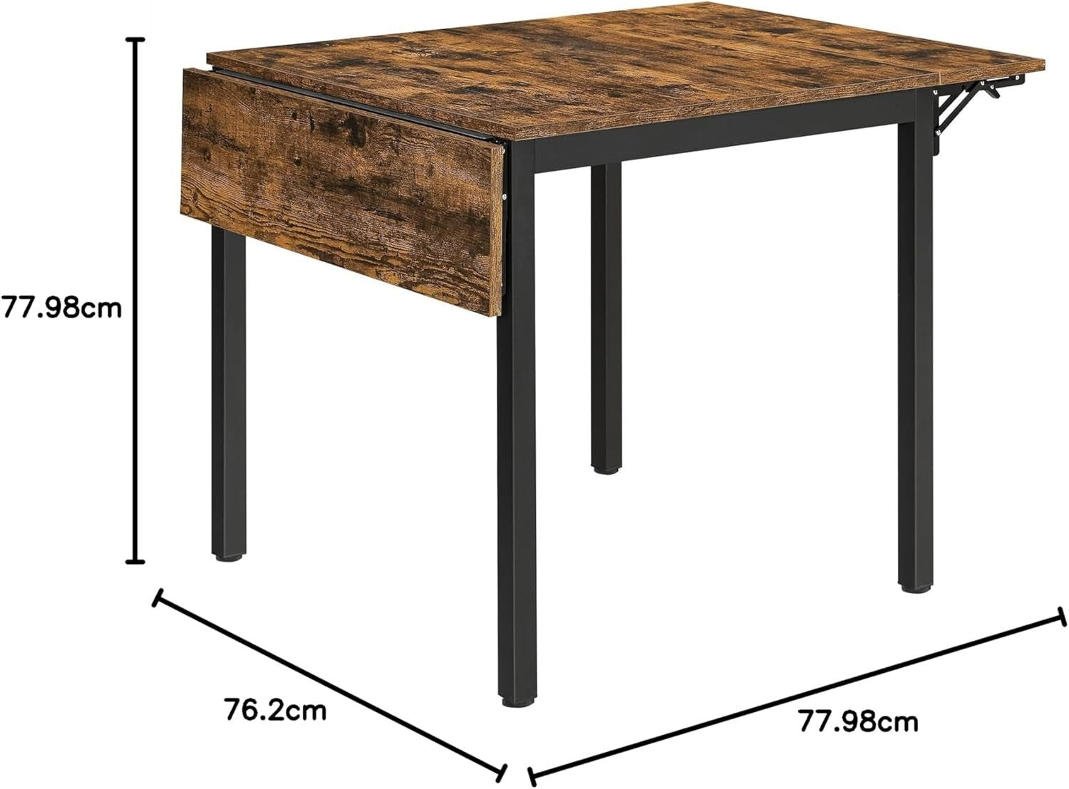 Folding Drop Leaf Extendable Dining Table Seats 2 - 4 Industrial Rustic - Kwikley