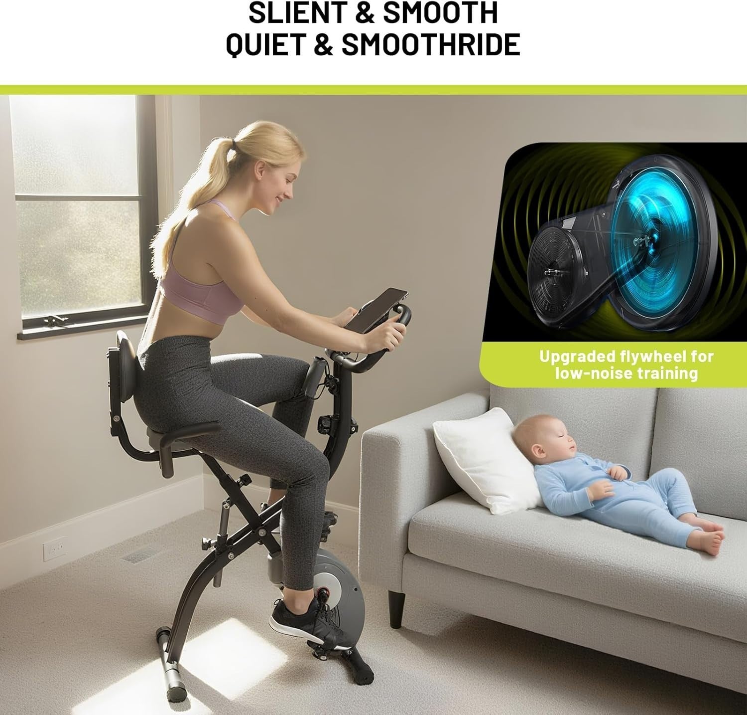 Folding Exercise Bike 8 - Level Magnetic Resistance X - Bike with Heart Monitor - Kwikley