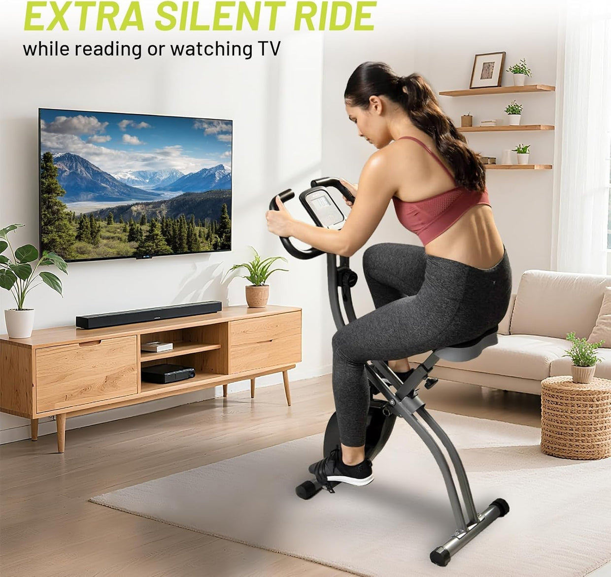Folding Exercise Bike 8 - Level Magnetic Resistance X - Bike with Heart Monitor - Kwikley