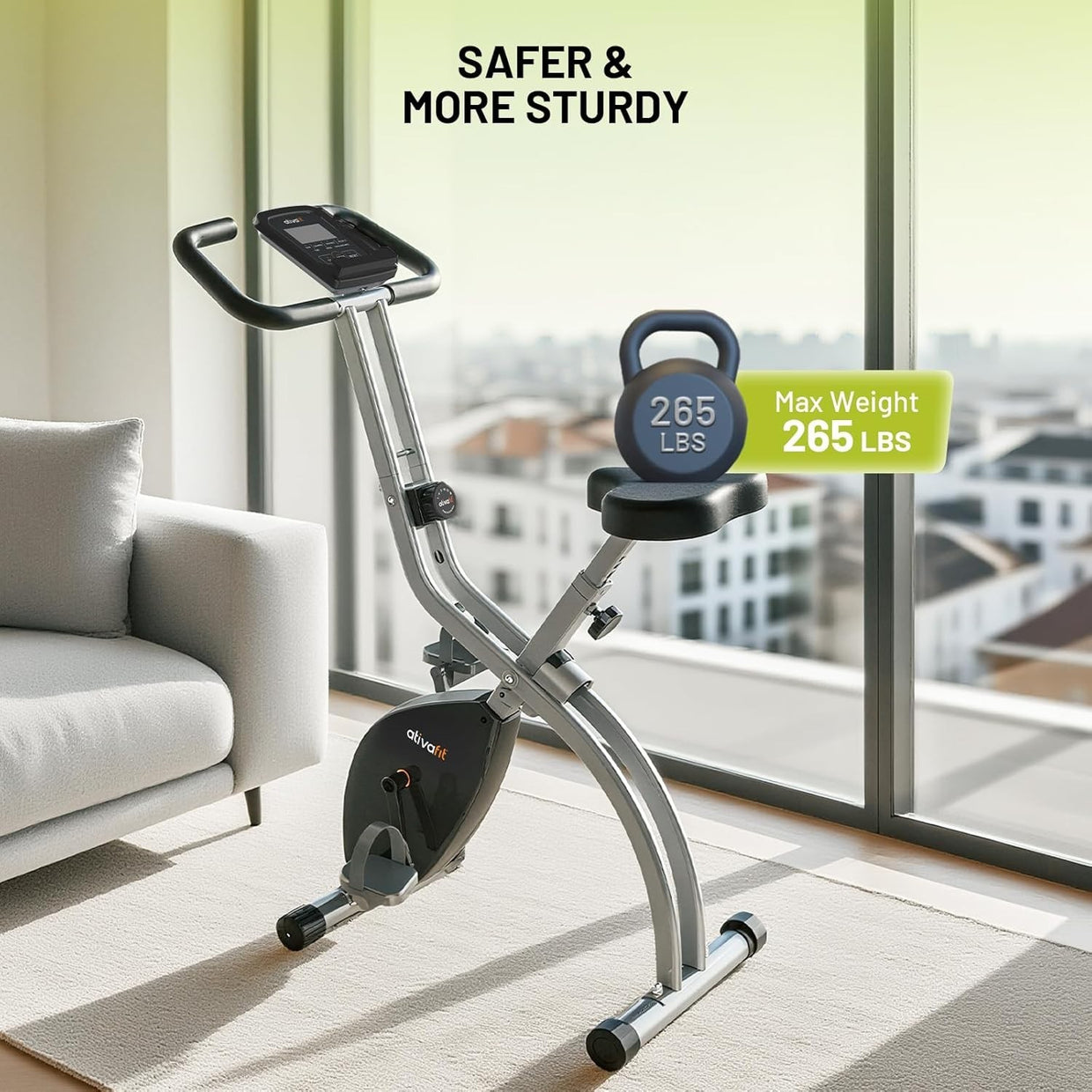 Folding Exercise Bike 8 - Level Magnetic Resistance X - Bike with Heart Monitor - Kwikley