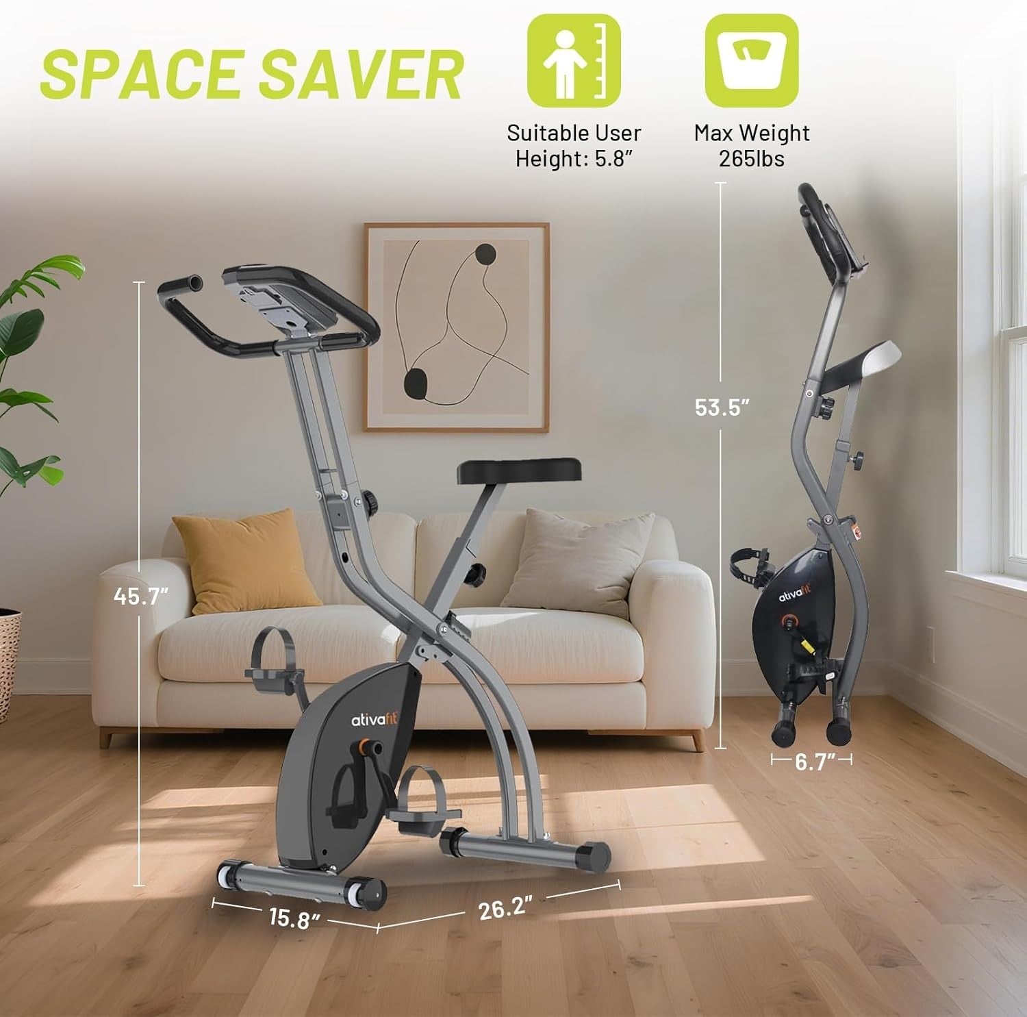 Folding Exercise Bike 8 - Level Magnetic Resistance X - Bike with Heart Monitor - Kwikley