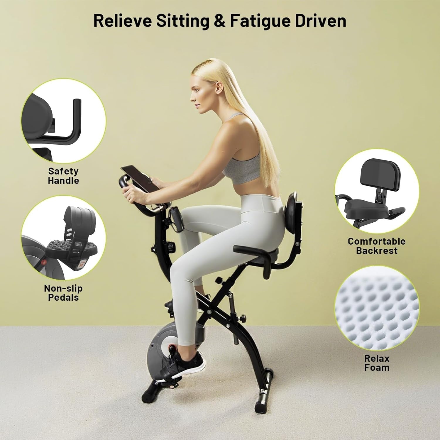 Folding Exercise Bike 8 - Level Resistance Quiet X - Bike with Heart Monitor - Kwikley