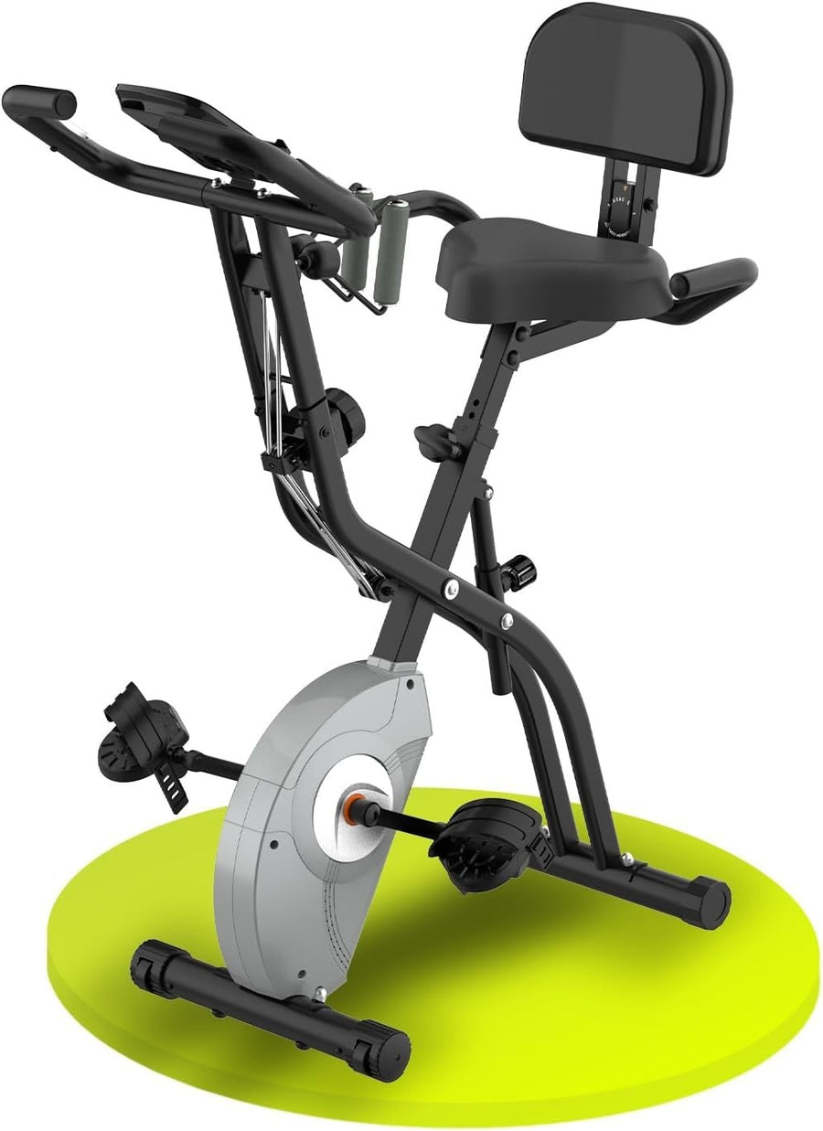 Folding Exercise Bike 8 - Level Resistance Quiet X - Bike with Heart Monitor - Kwikley