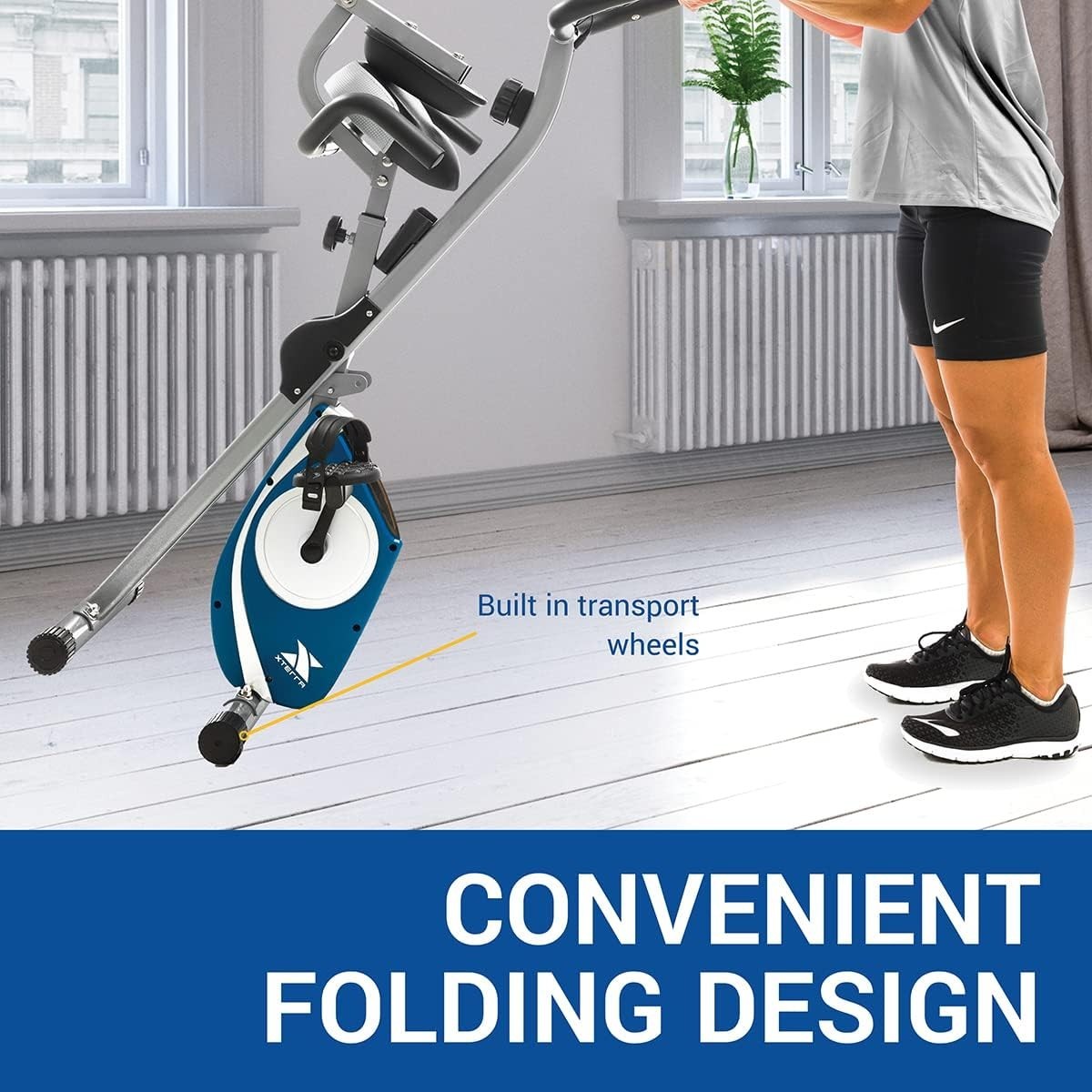 Folding Exercise Bike X - Frame 8 - Level Magnetic Resistance LCD Pulse Sensor - Kwikley