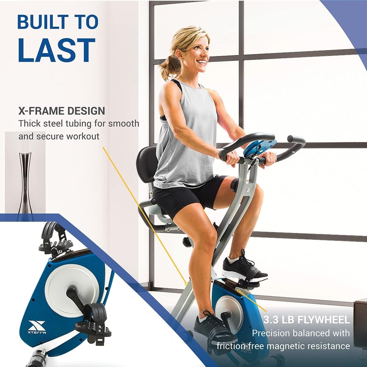 Folding Exercise Bike X - Frame 8 - Level Magnetic Resistance LCD Pulse Sensor - Kwikley