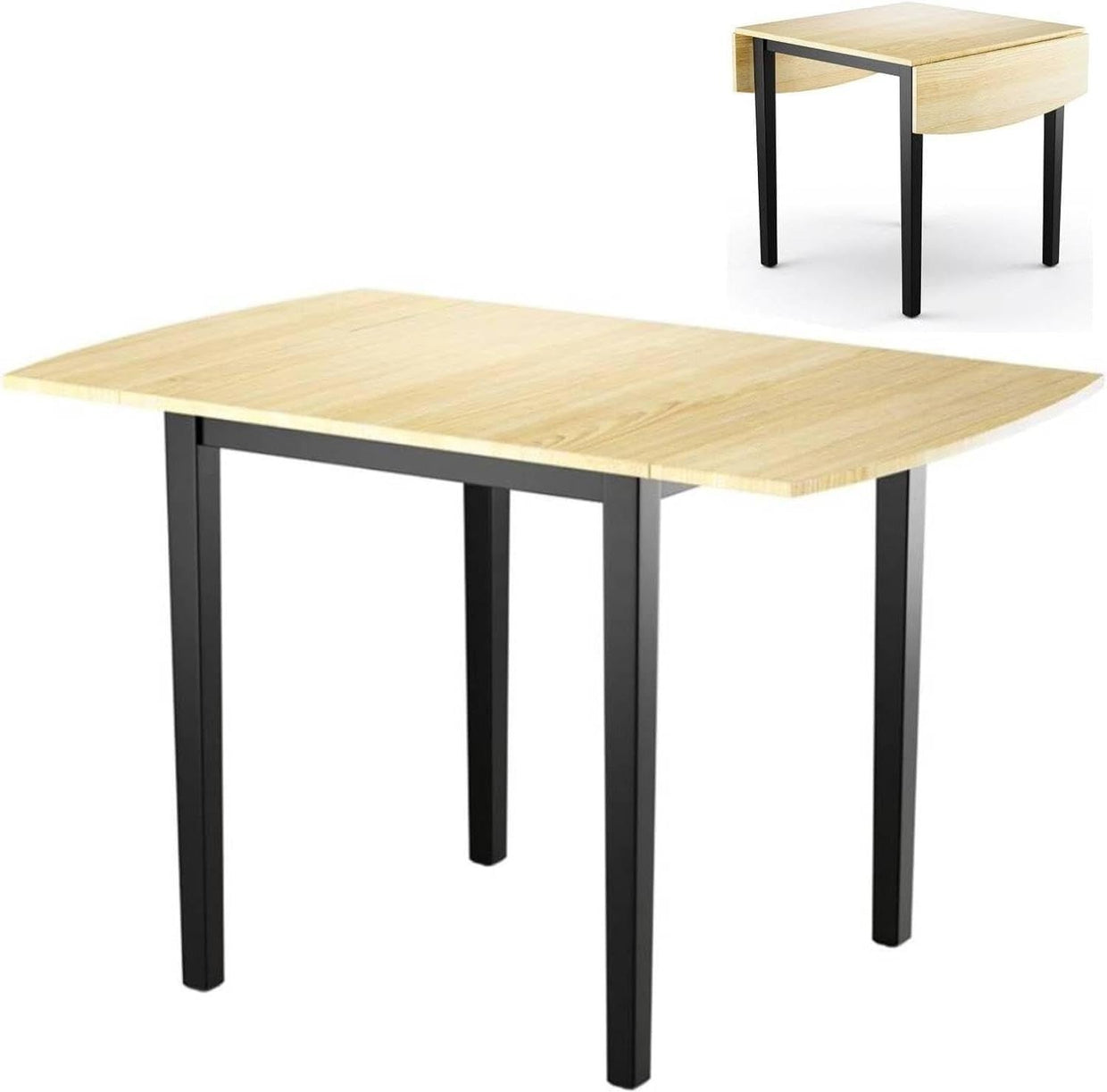 Folding Extendable Drop Leaf Dining Table Small Space Rectangular Wood - Kwikley