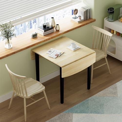 Folding Extendable Drop Leaf Dining Table Small Space Rectangular Wood - Kwikley