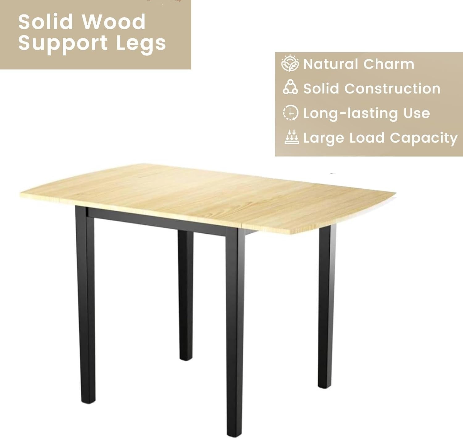 Folding Extendable Drop Leaf Dining Table Small Space Rectangular Wood - Kwikley